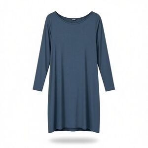 wool& merino wool blend long sleeve midi dress